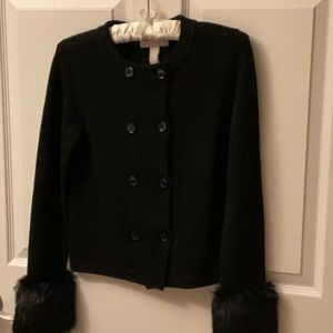 Banana Republic Sweater with faux fur cuffs